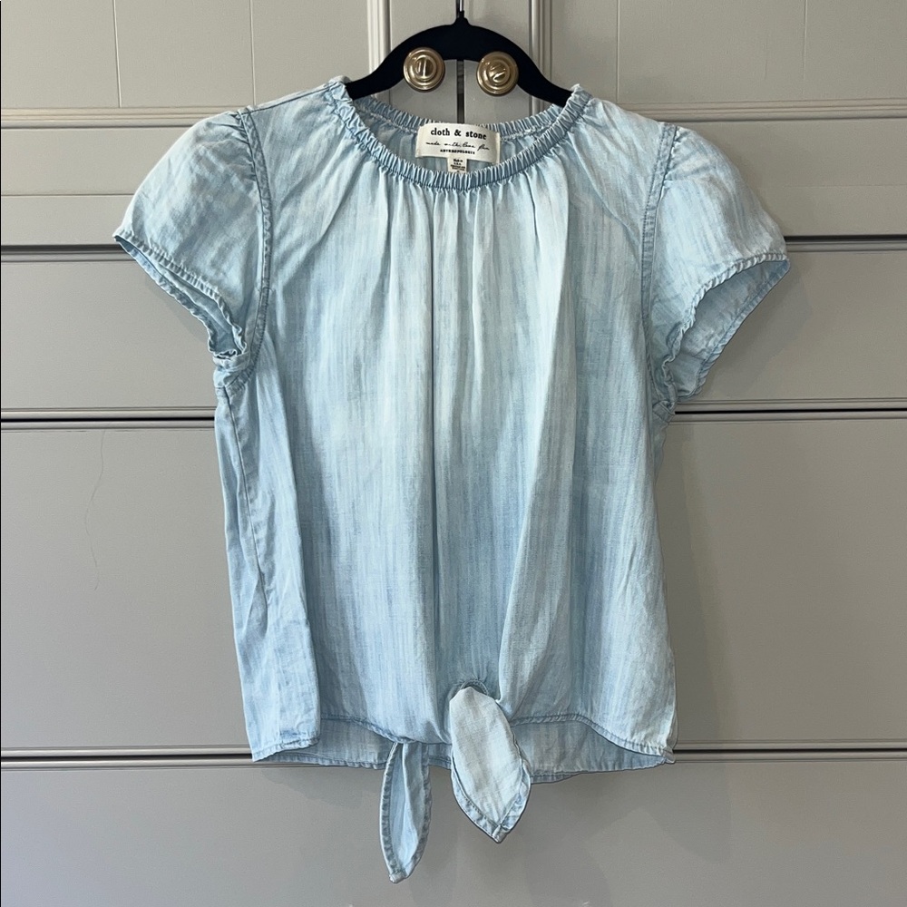 Cloth & Stone (Anthropologie) blue linen top